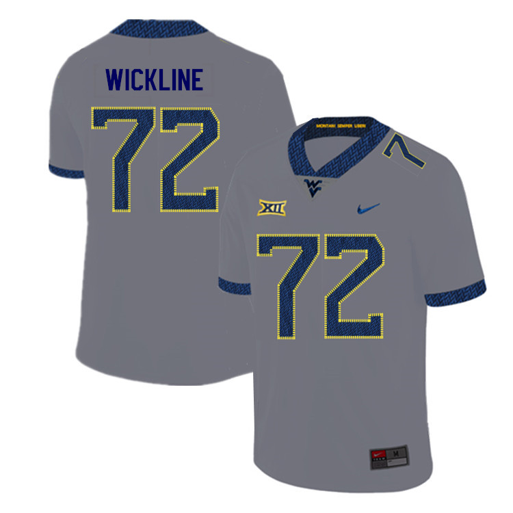 NCAA Men's Kelby Wickline West Virginia Mountaineers Gray #72 Nike Stitched Football College 2019 Authentic Jersey YC23H33ZZ